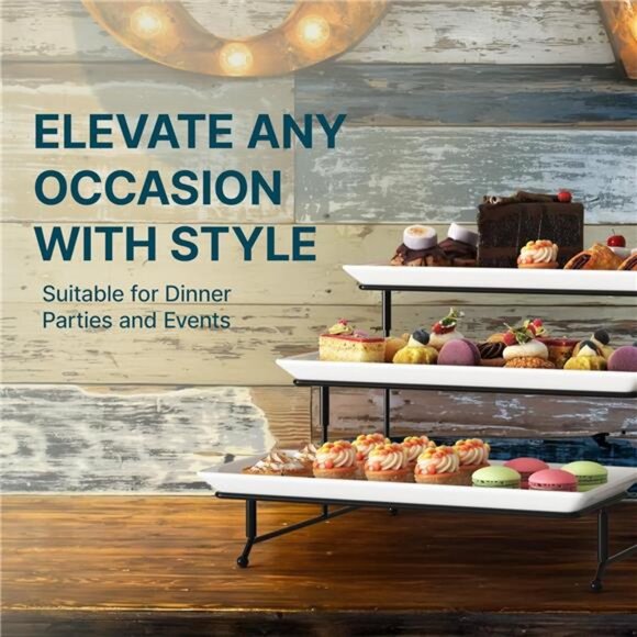 Gracious Dining 3-Tier Serving Display Stand, Rectangular White - Picture 6 of 8